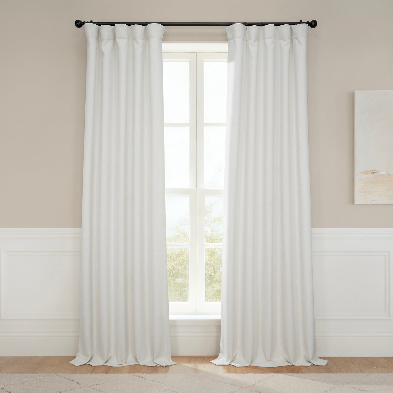 Birch Textured Faux Linen Room Darkening Curtain