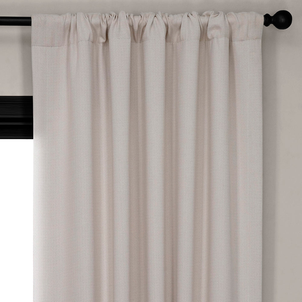 Birch Textured Faux Linen Room Darkening Curtain