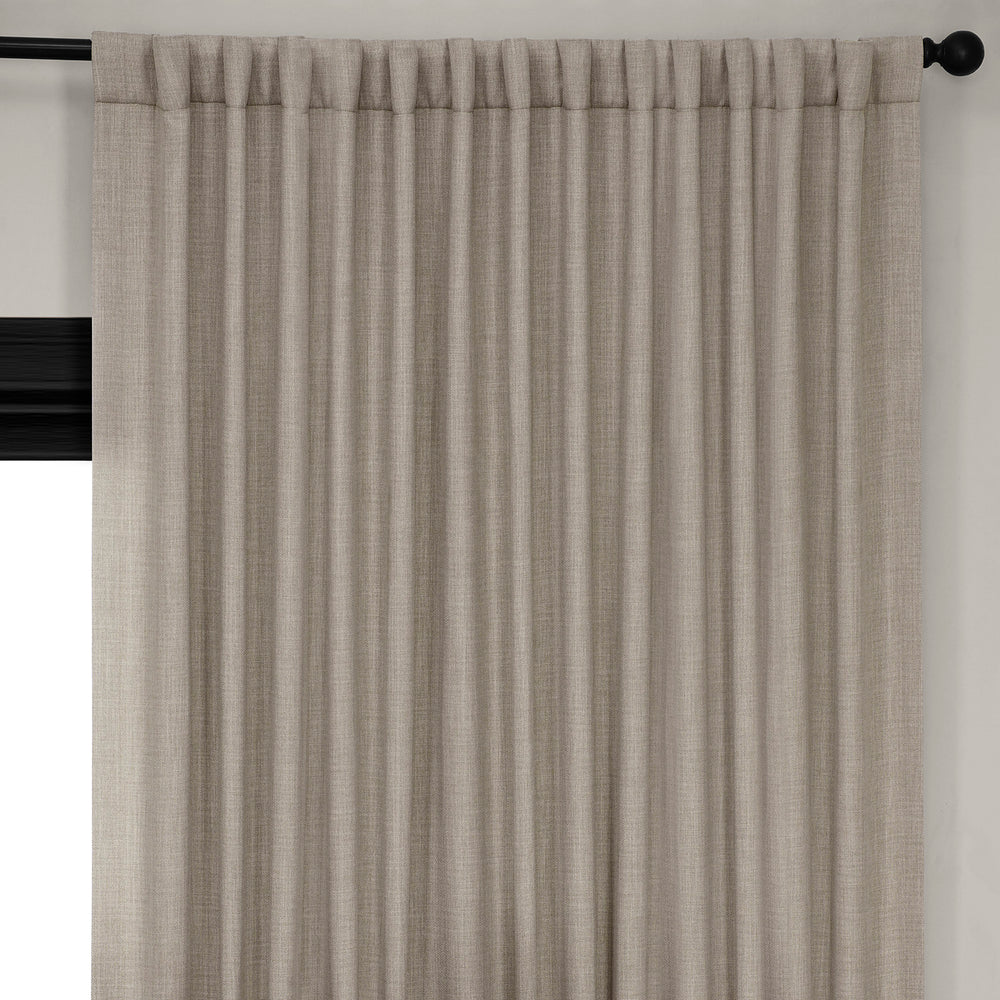 Oatmeal Extra Wide Textured Faux Linen Room Darkening Curtain
