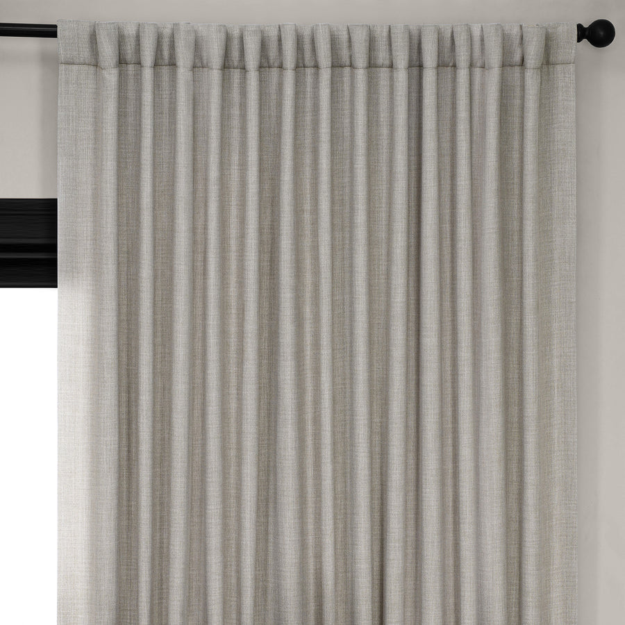 Oatmeal Extra Wide Textured Faux Linen Room Darkening Curtain