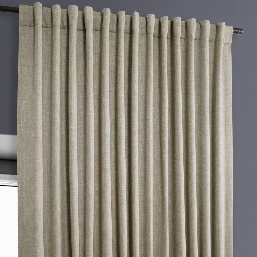 Oatmeal Extra Wide Textured Faux Linen Room Darkening Curtain - HalfPriceDrapes.com