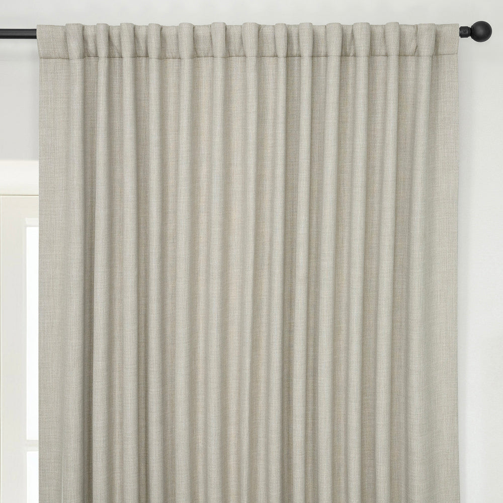 Oatmeal Extra Wide Textured Faux Linen Room Darkening Curtain