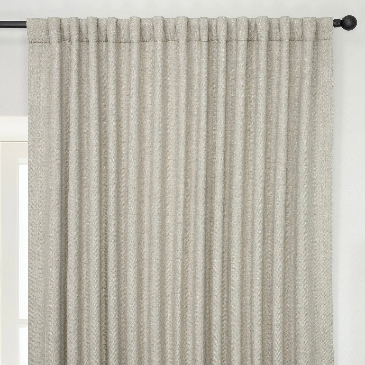 Oatmeal Extra Wide Textured Faux Linen Room Darkening Curtain