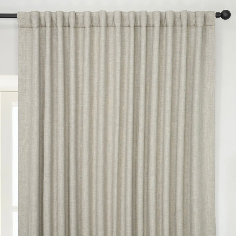 Oatmeal Extra Wide Textured Faux Linen Room Darkening Curtain