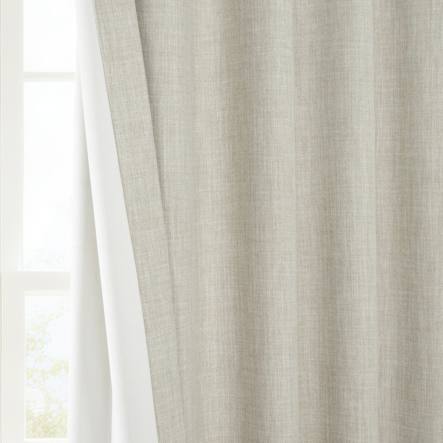 Oatmeal Extra Wide Textured Faux Linen Room Darkening Curtain
