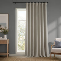Oatmeal Extra Wide Textured Faux Linen Room Darkening Curtain