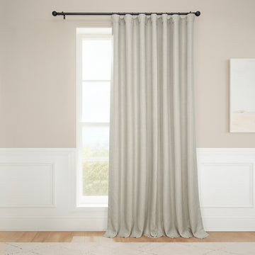 Oatmeal Extra Wide Textured Faux Linen Room Darkening Curtain