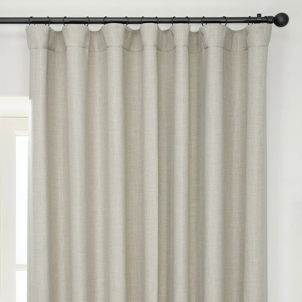 Oatmeal Extra Wide Textured Faux Linen Room Darkening Curtain