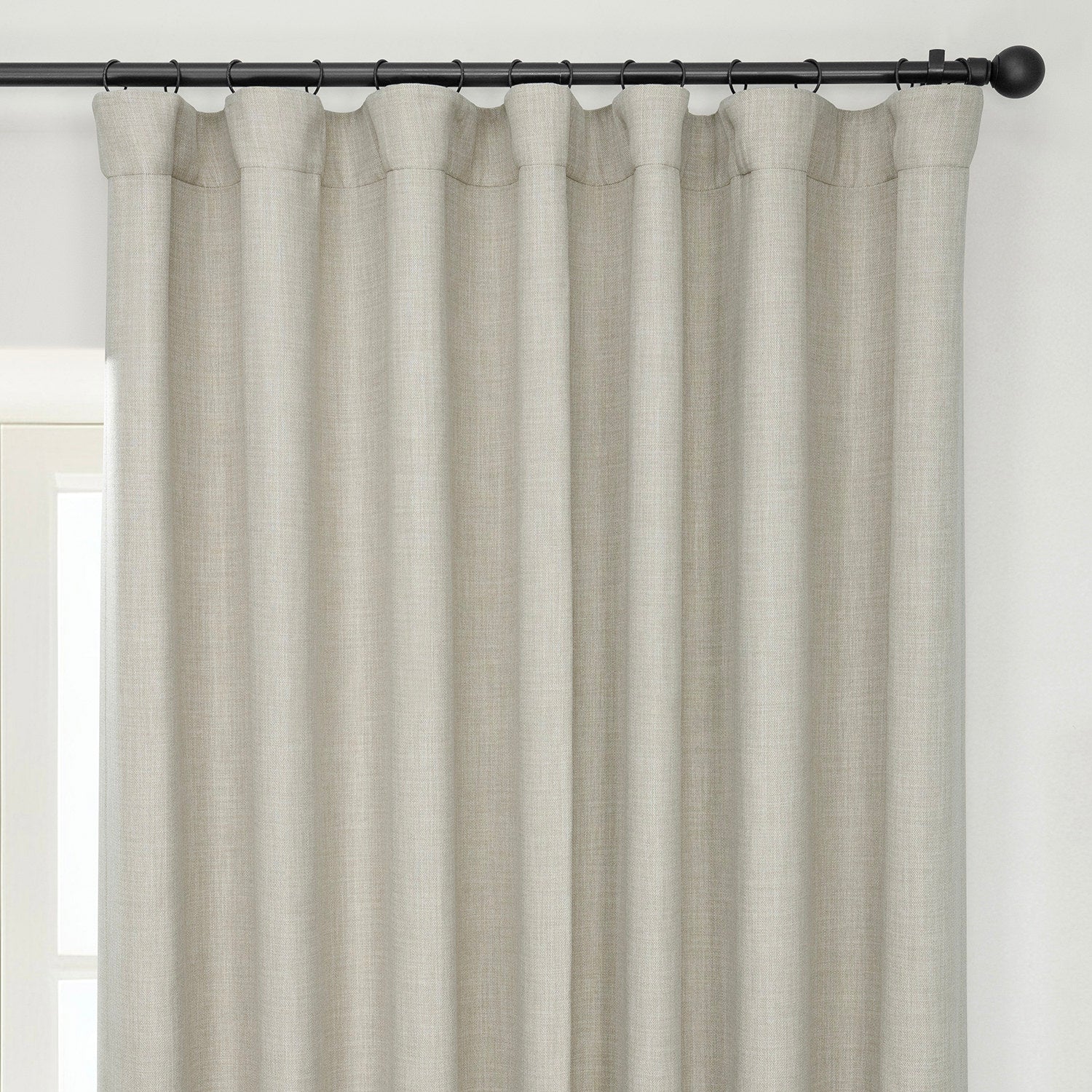 Oatmeal Extra Wide Textured Faux Linen Room Darkening Curtain
