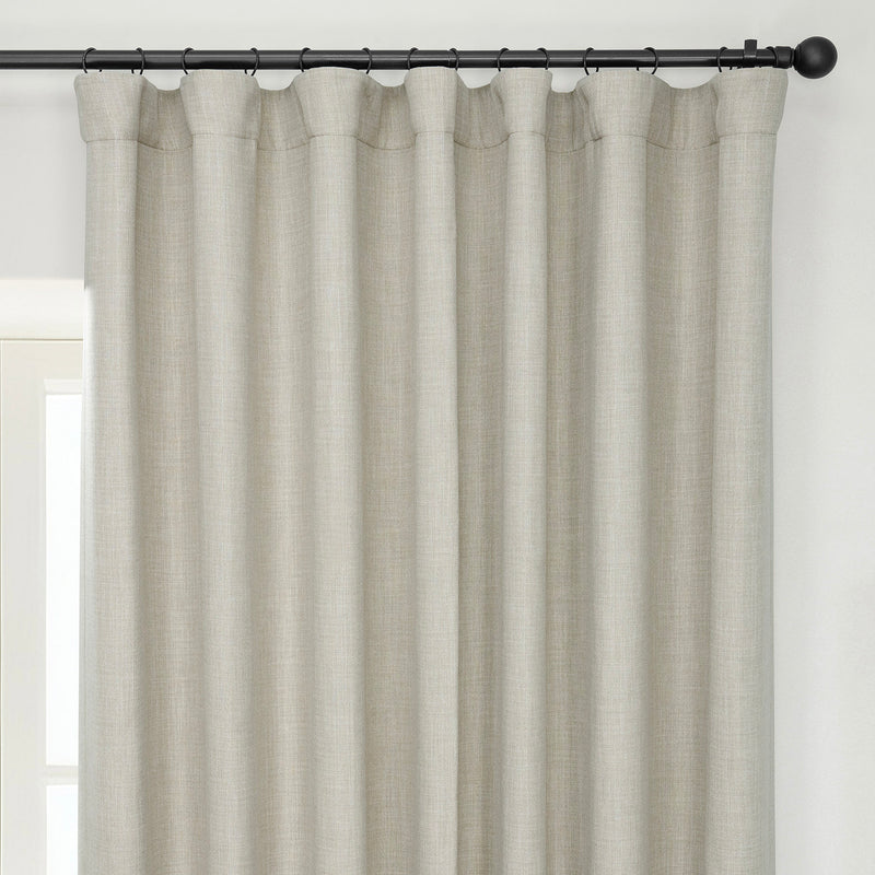 Oatmeal Extra Wide Textured Faux Linen Room Darkening Curtain