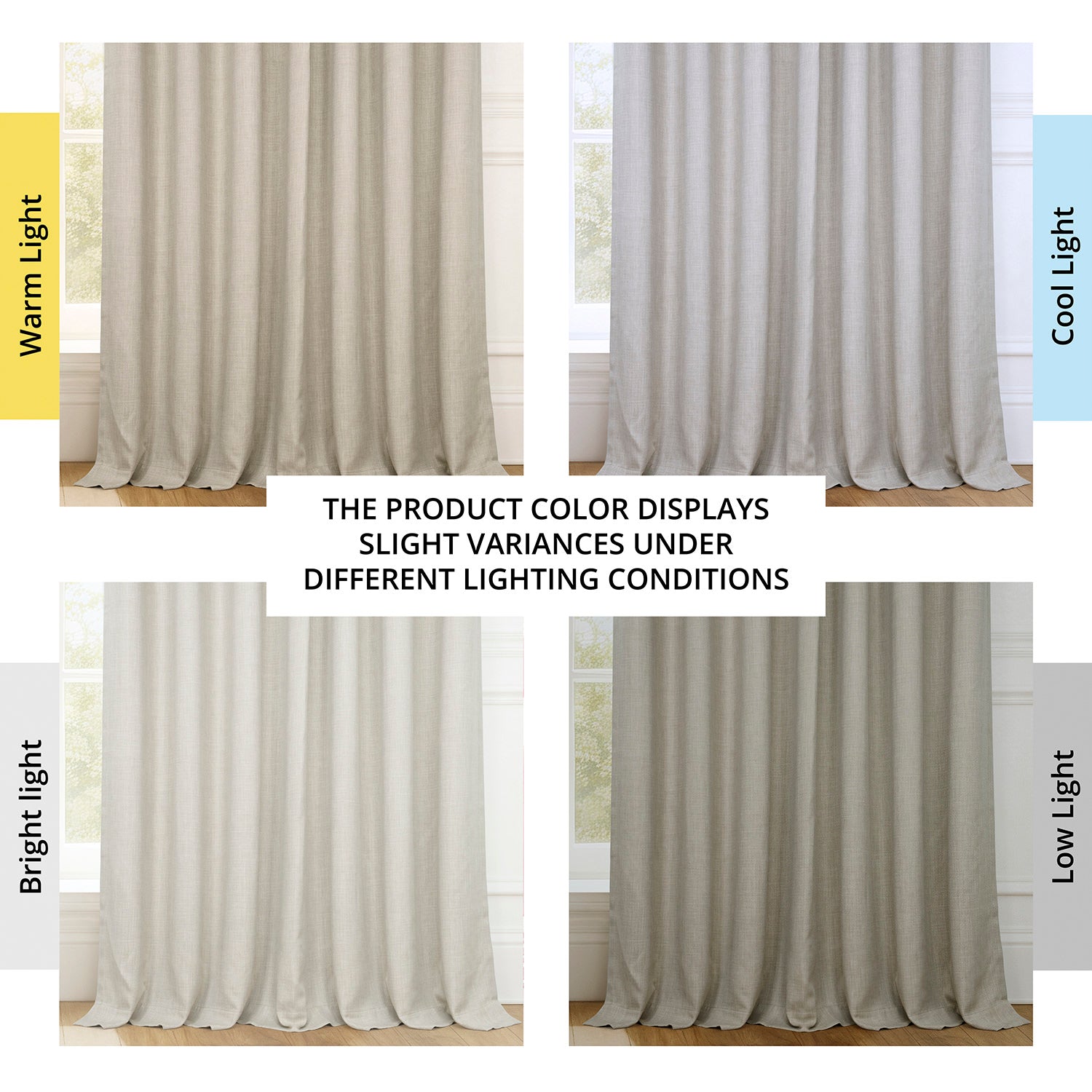 Oatmeal Extra Wide Textured Faux Linen Room Darkening Curtain