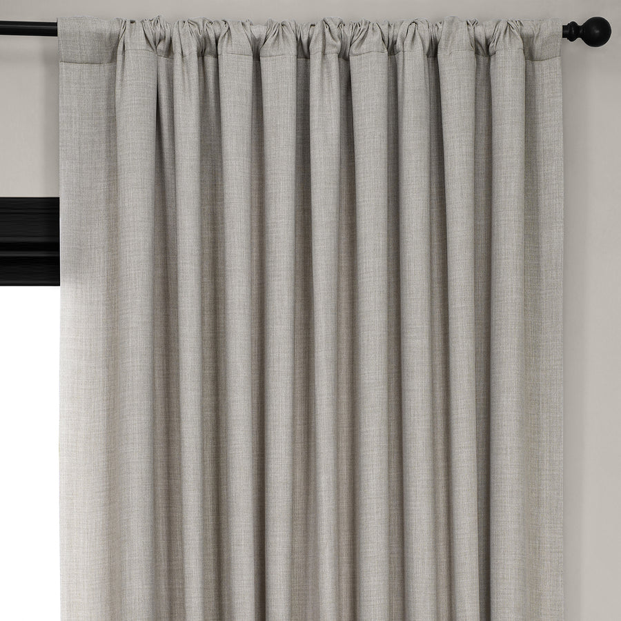 Oatmeal Extra Wide Textured Faux Linen Room Darkening Curtain