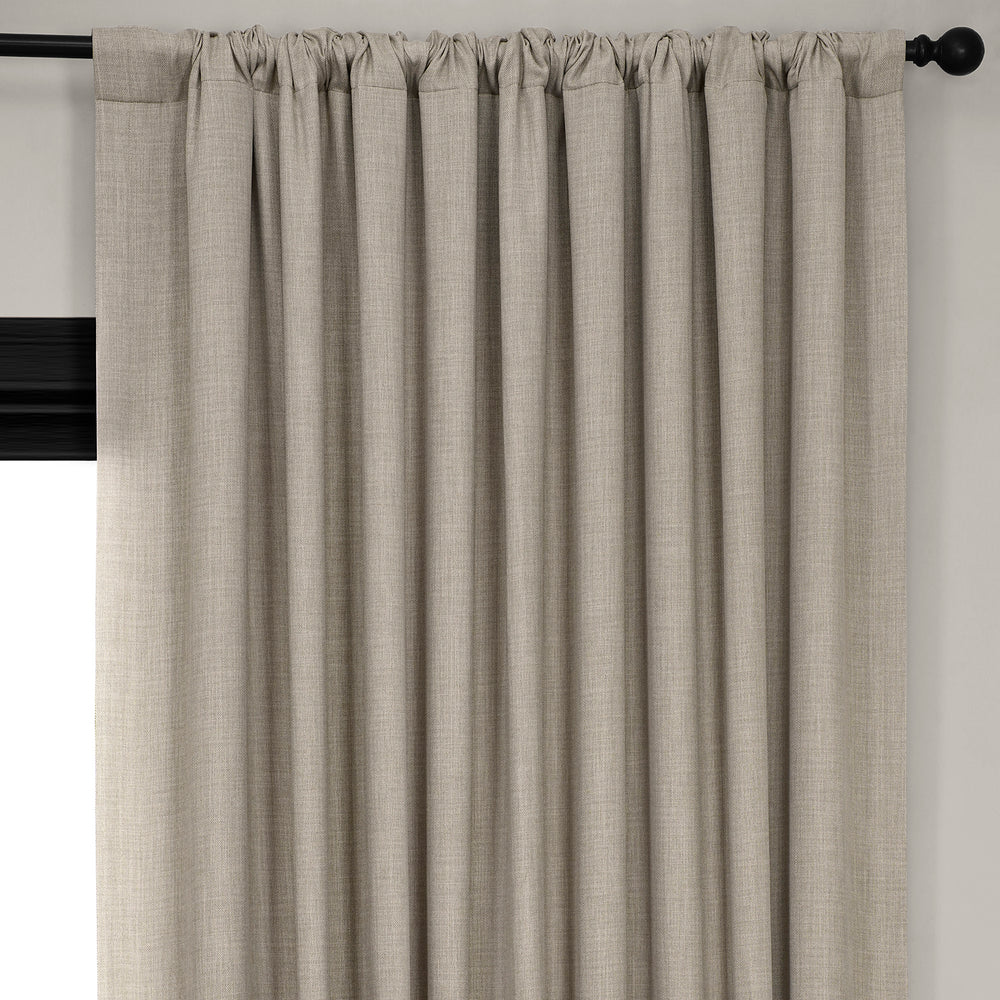 Oatmeal Extra Wide Textured Faux Linen Room Darkening Curtain