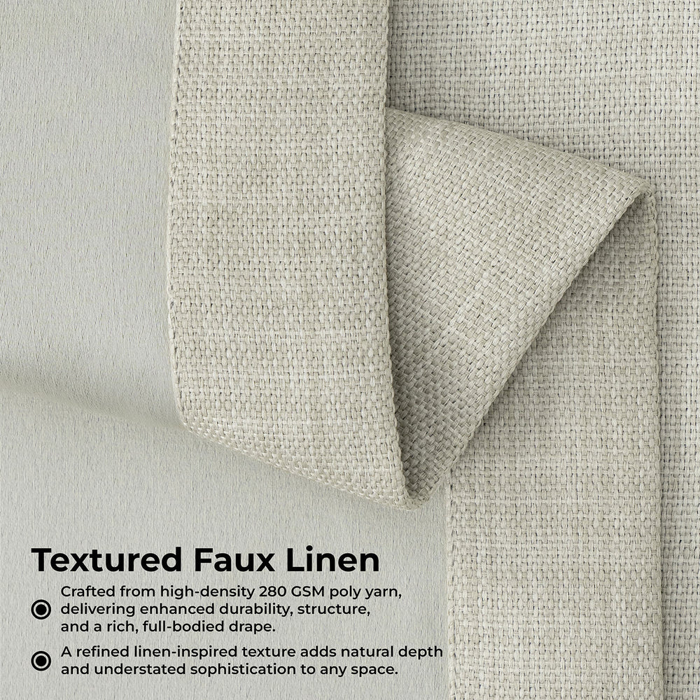 Oatmeal Extra Wide Textured Faux Linen Room Darkening Curtain