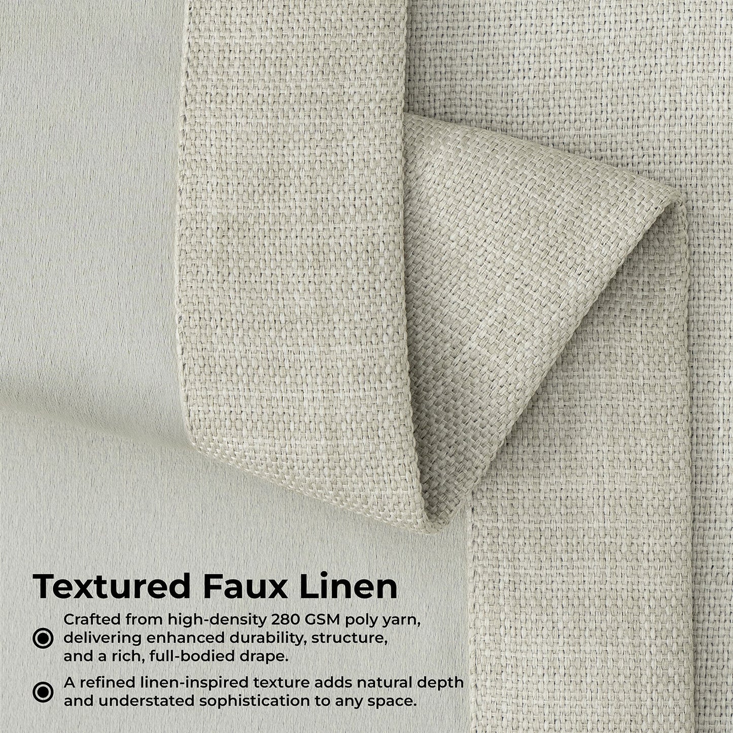 Oatmeal Extra Wide Textured Faux Linen Room Darkening Curtain
