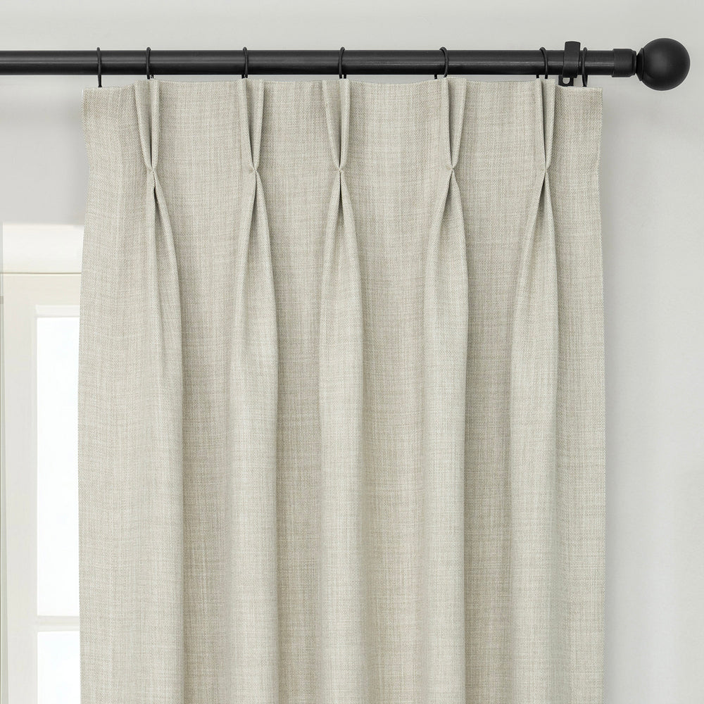 Oatmeal French Pleat Textured Faux Linen Room Darkening Curtain