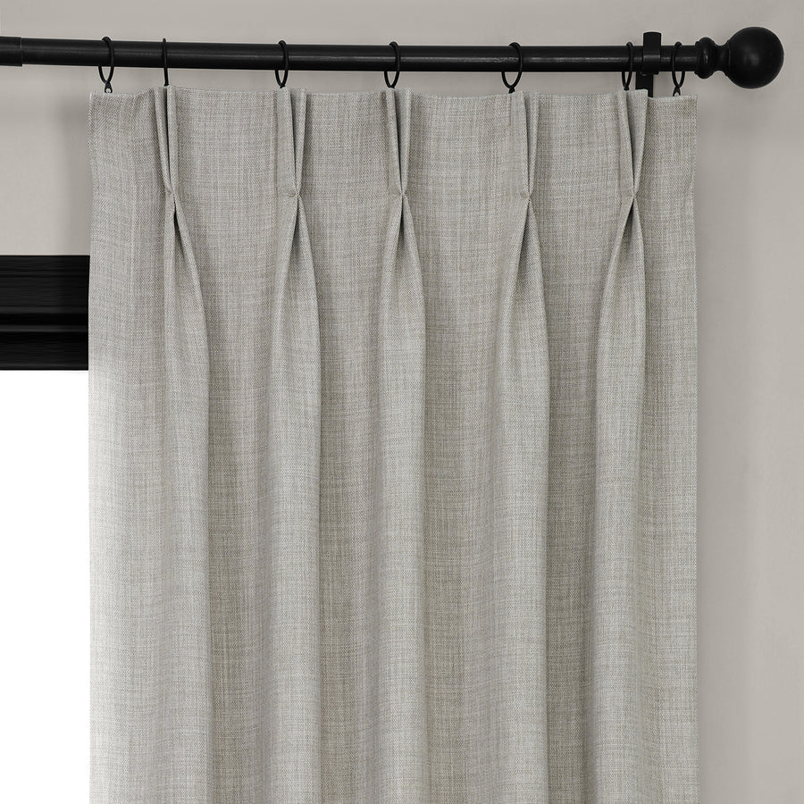 Oatmeal French Pleat Textured Faux Linen Room Darkening Curtain
