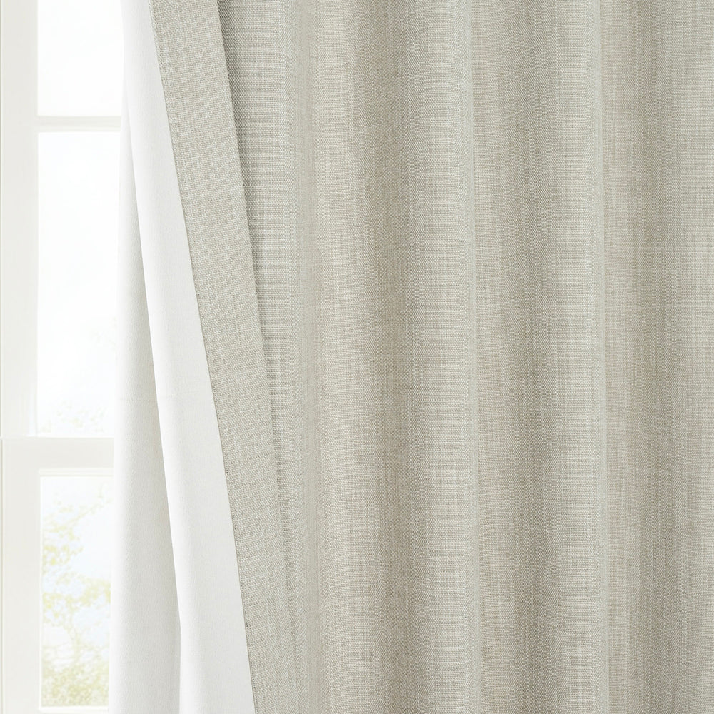 Oatmeal Grommet Textured Faux Linen Room Darkening Curtain