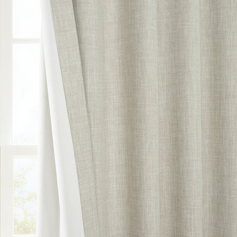 Oatmeal Grommet Textured Faux Linen Room Darkening Curtain