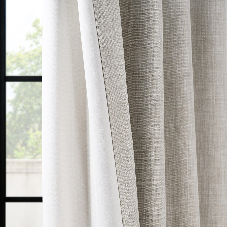Oatmeal Grommet Textured Faux Linen Room Darkening Curtain