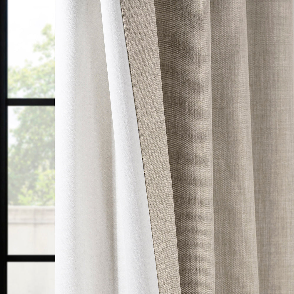 Oatmeal Grommet Textured Faux Linen Room Darkening Curtain