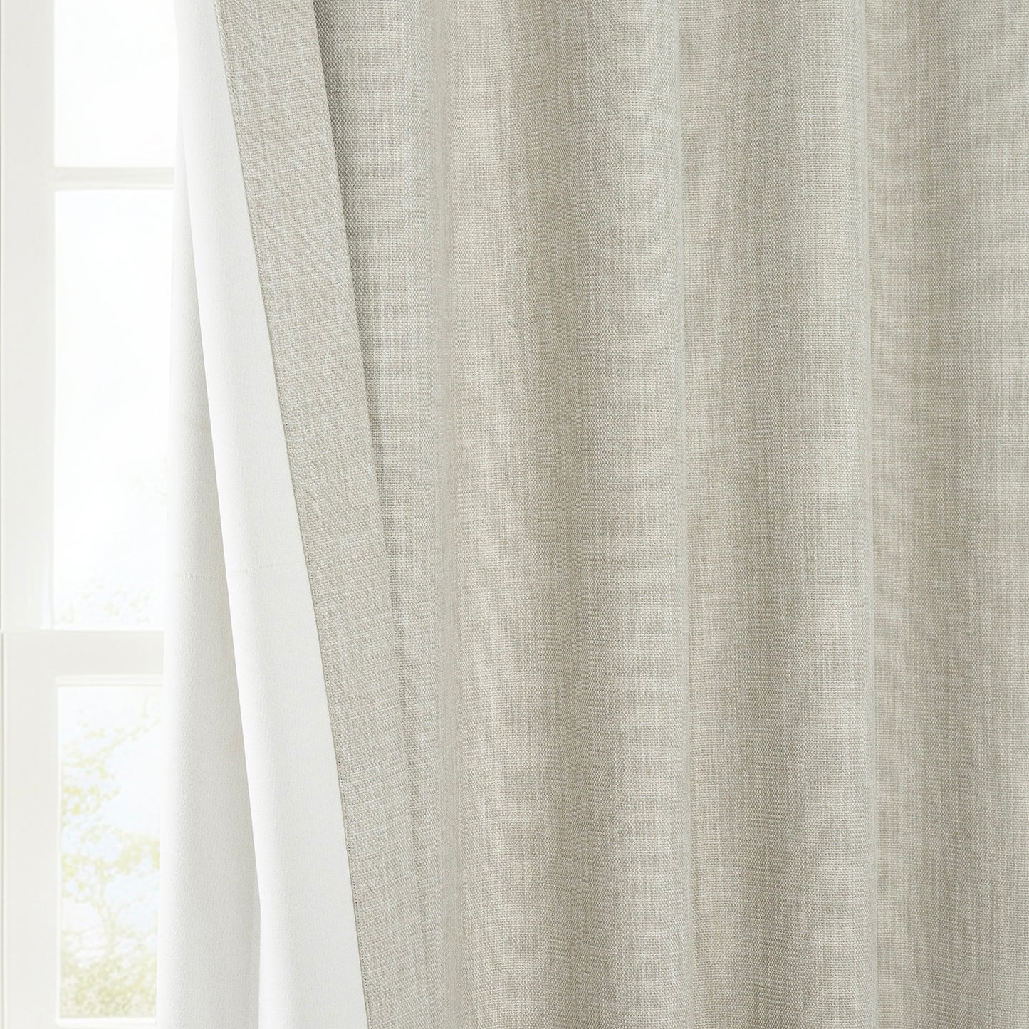 Oatmeal Textured Faux Linen Room Darkening Curtain