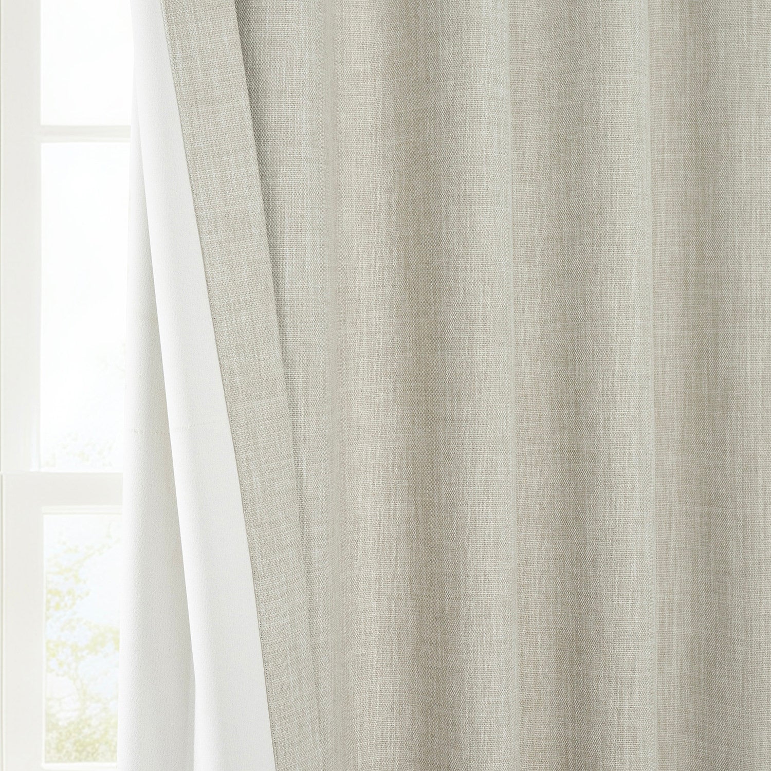 Oatmeal Textured Faux Linen Room Darkening Curtain