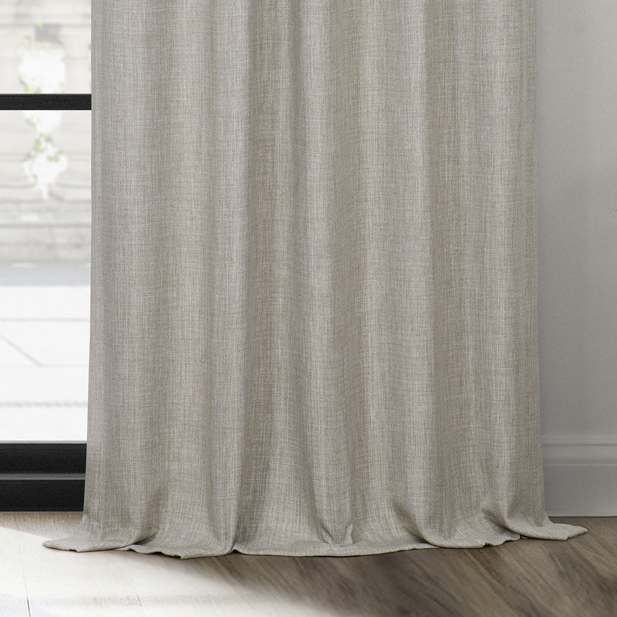 Oatmeal Textured Faux Linen Room Darkening Curtain