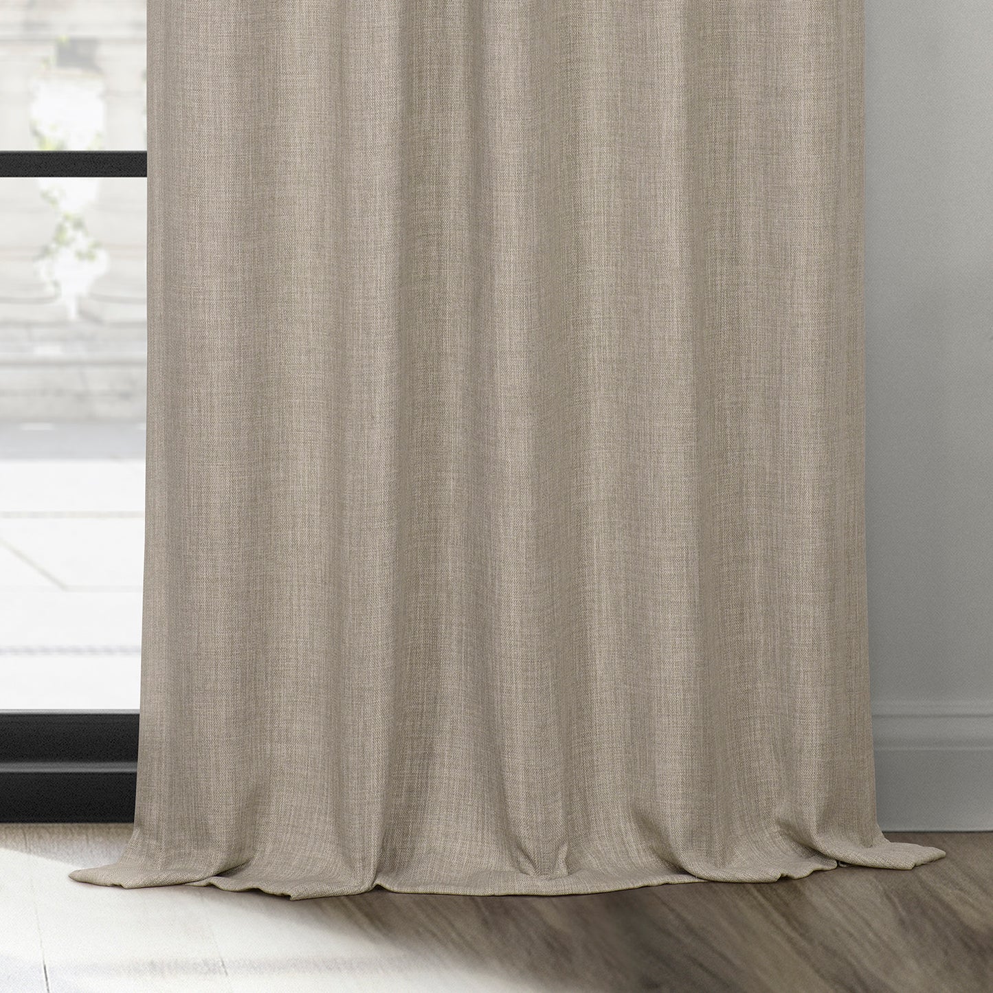 Oatmeal Grommet Textured Faux Linen Room Darkening Curtain