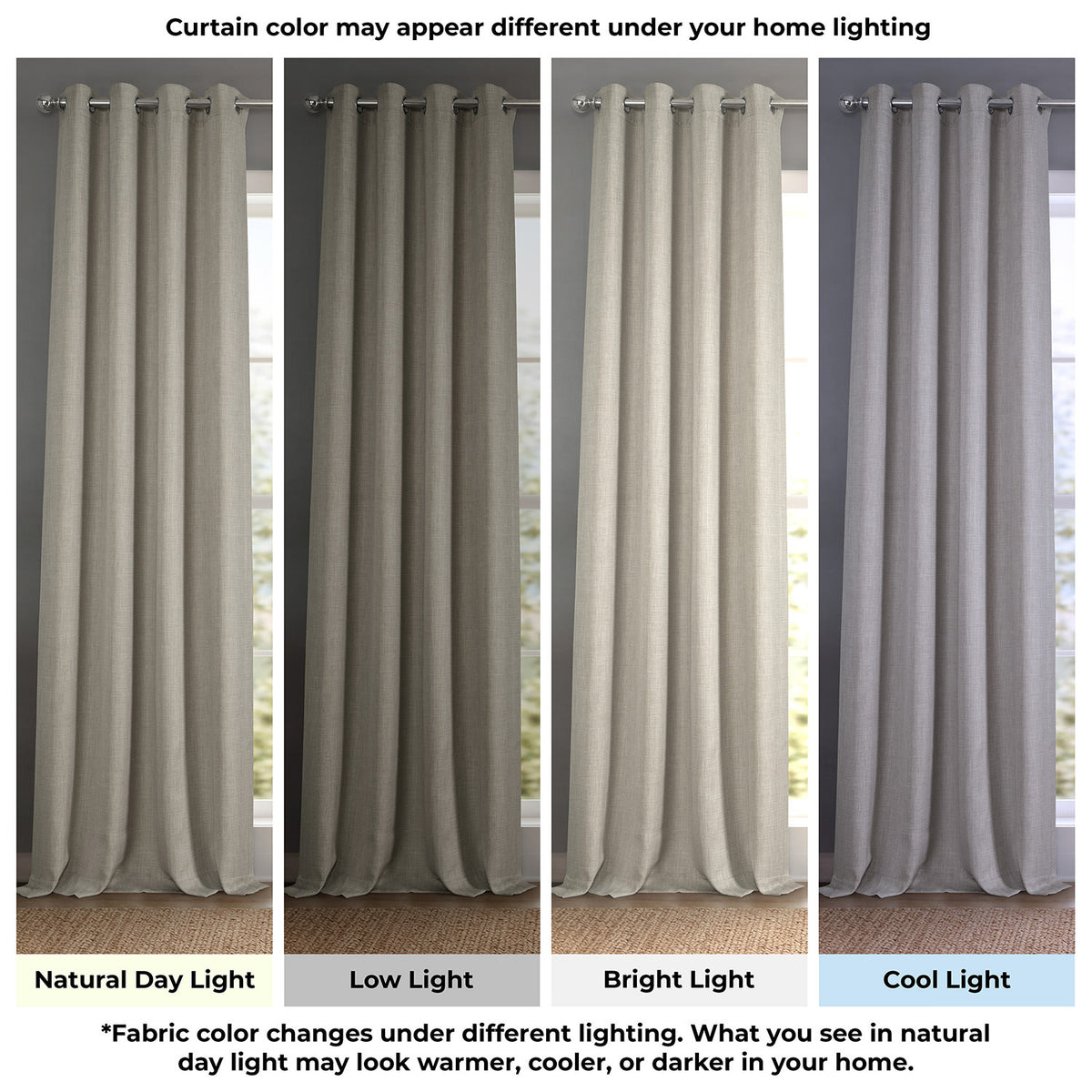 Oatmeal Grommet Textured Faux Linen Room Darkening Curtain