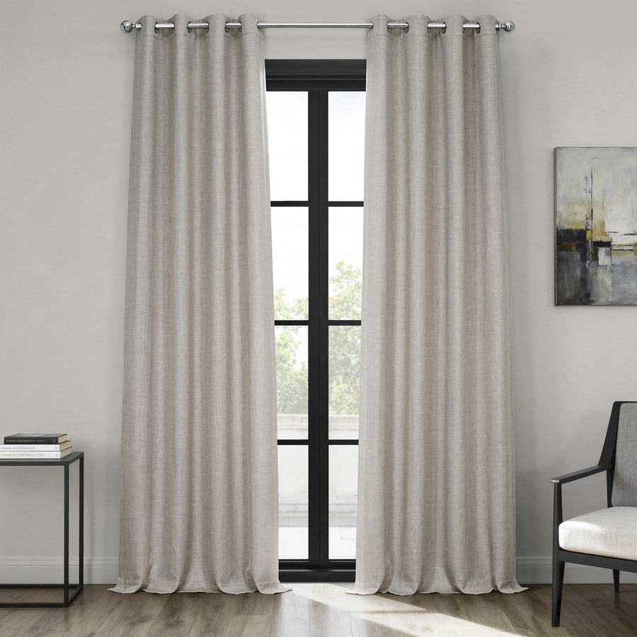 Oatmeal Grommet Textured Faux Linen Room Darkening Curtain