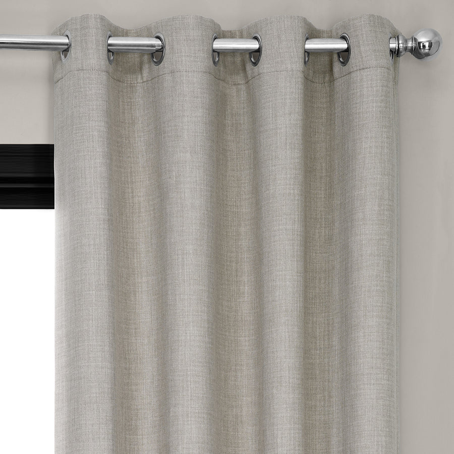 Oatmeal Grommet Textured Faux Linen Room Darkening Curtain