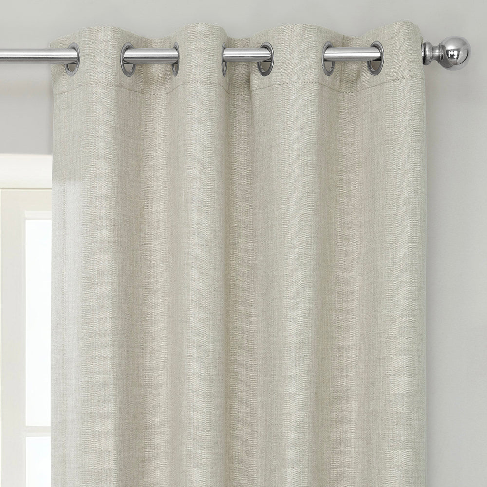 Oatmeal Grommet Textured Faux Linen Room Darkening Curtain