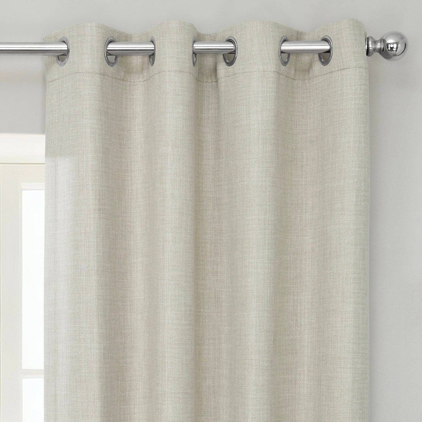 Oatmeal Grommet Textured Faux Linen Room Darkening Curtain