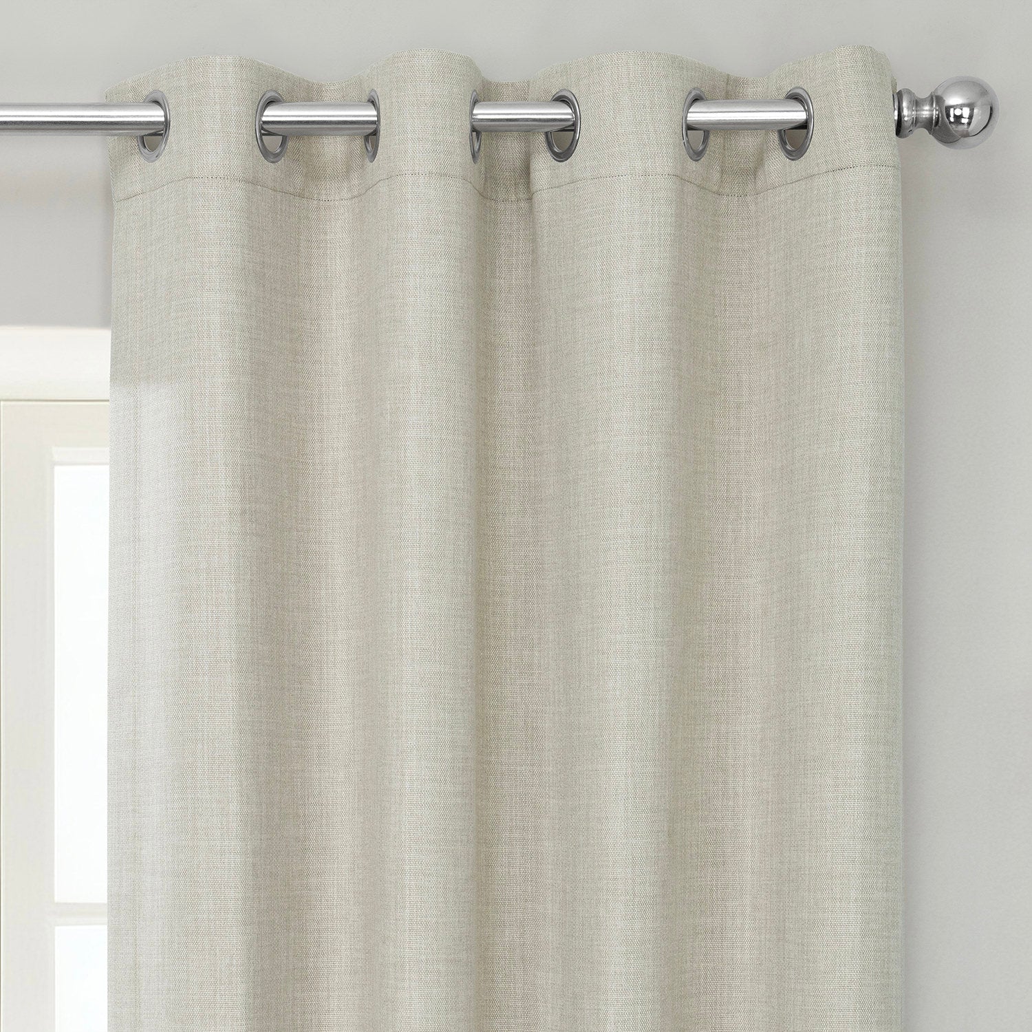 Oatmeal Grommet Textured Faux Linen Room Darkening Curtain