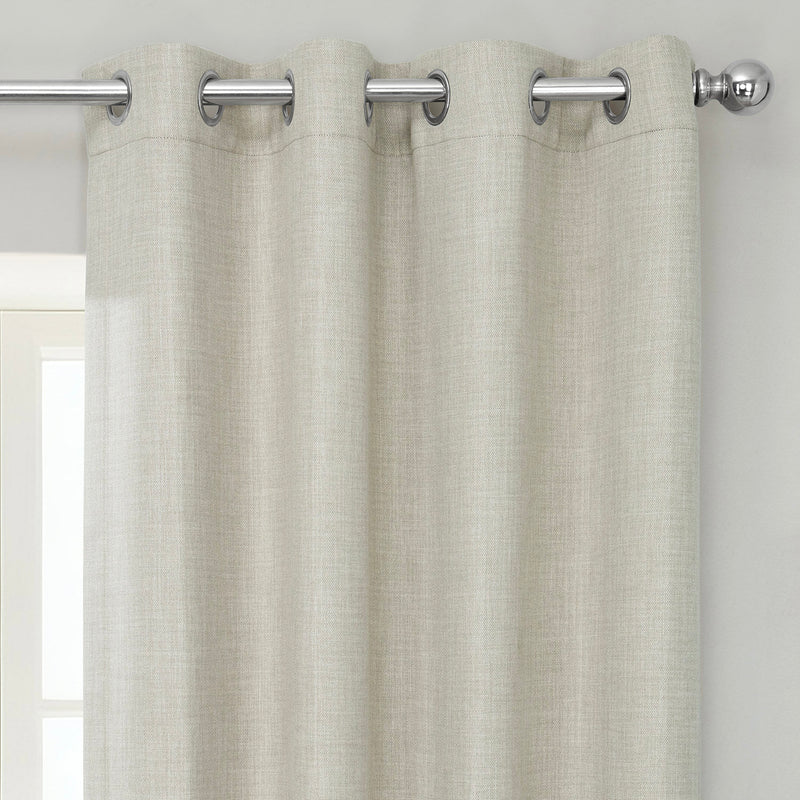 Oatmeal Grommet Textured Faux Linen Room Darkening Curtain