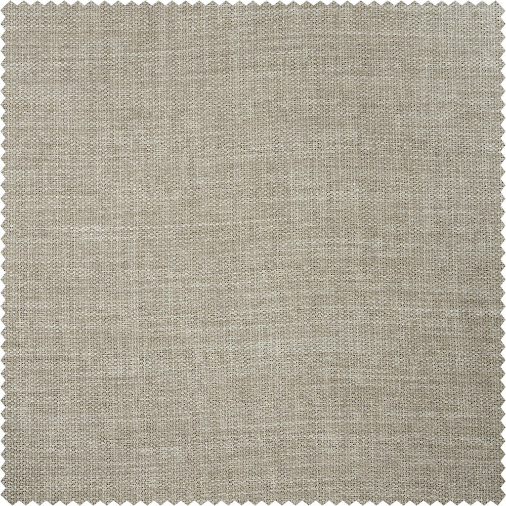 Close-up fabric swatch of a light greige textured faux linen featuring a subtle woven texture and soft neutral tones, offering a versatile look that complements both modern and classic interiors.