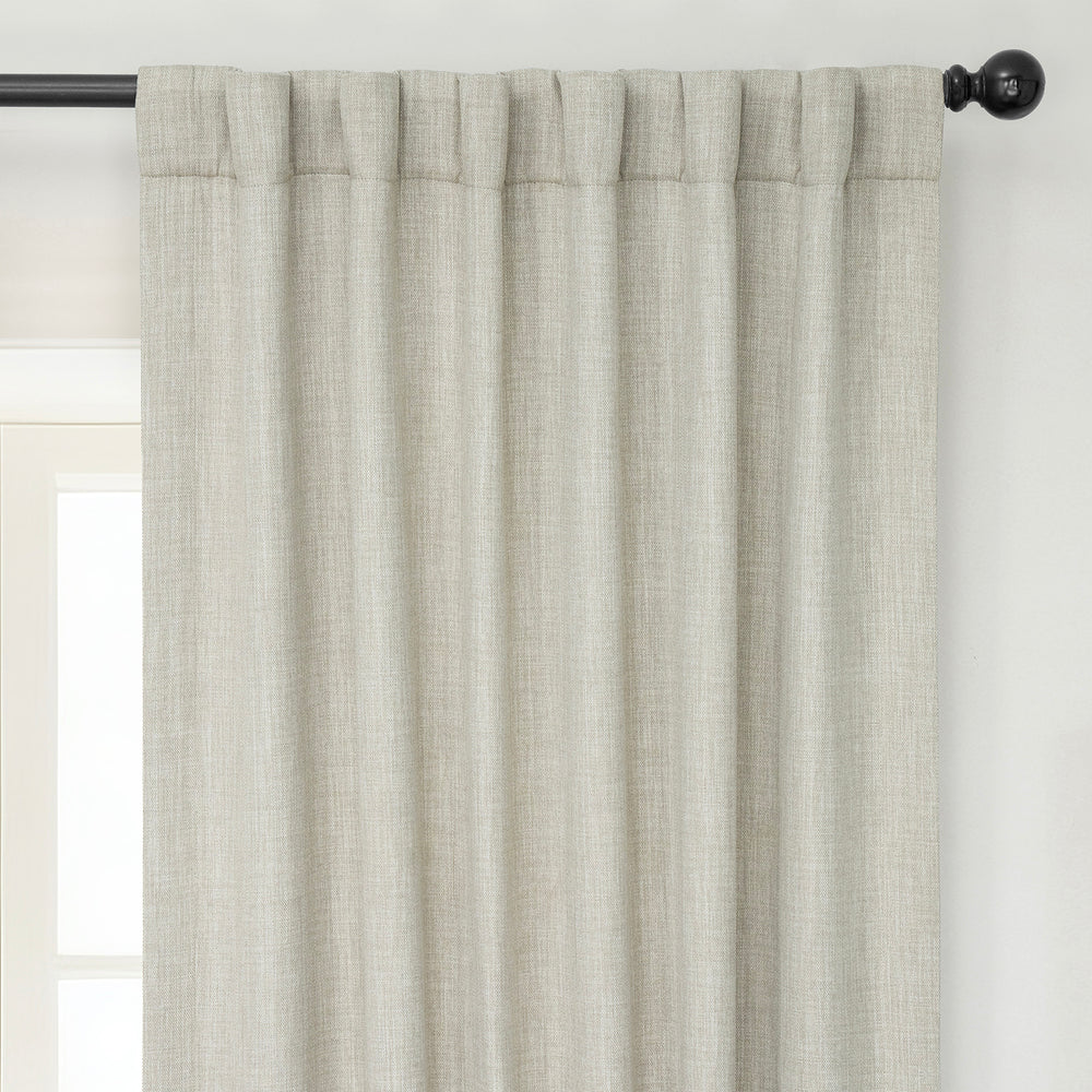Oatmeal Textured Faux Linen Room Darkening Curtain