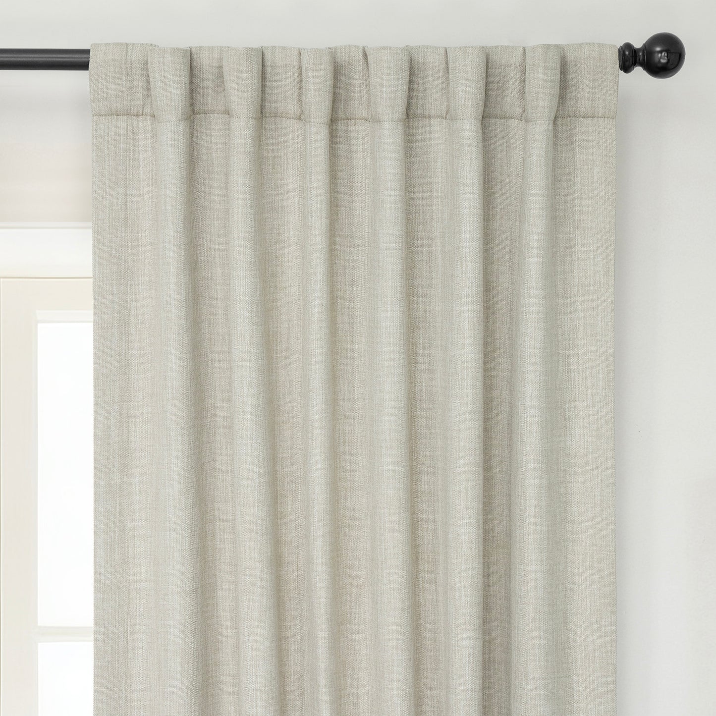 Oatmeal Textured Faux Linen Room Darkening Curtain