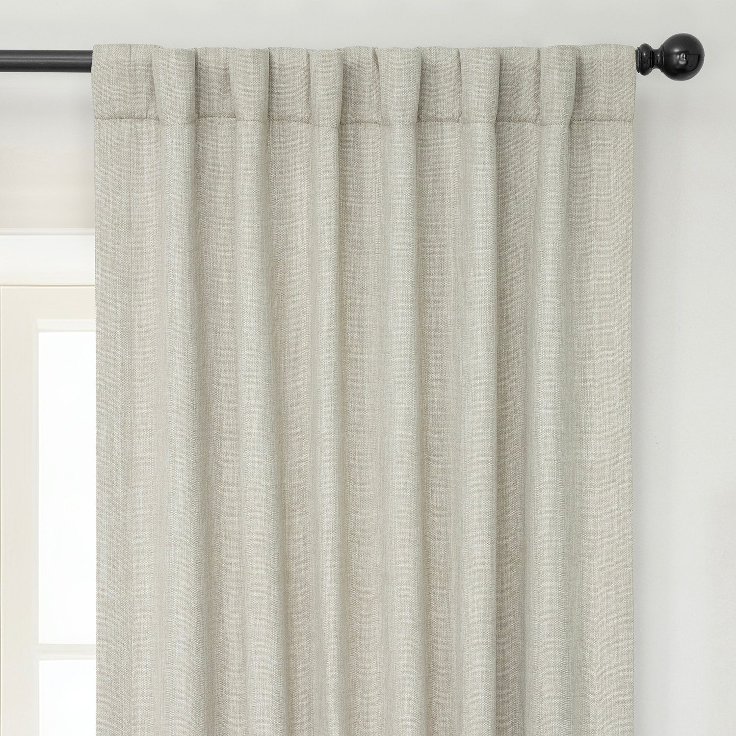 Oatmeal Textured Faux Linen Room Darkening Curtain