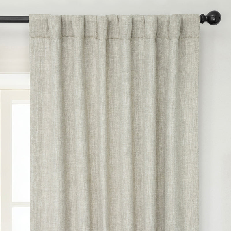 Oatmeal Textured Faux Linen Room Darkening Curtain