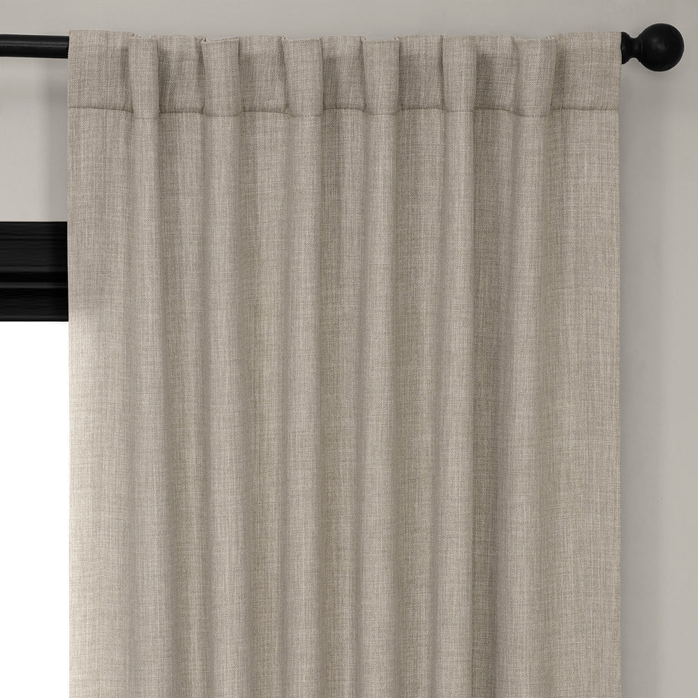 Oatmeal Textured Faux Linen Room Darkening Curtain