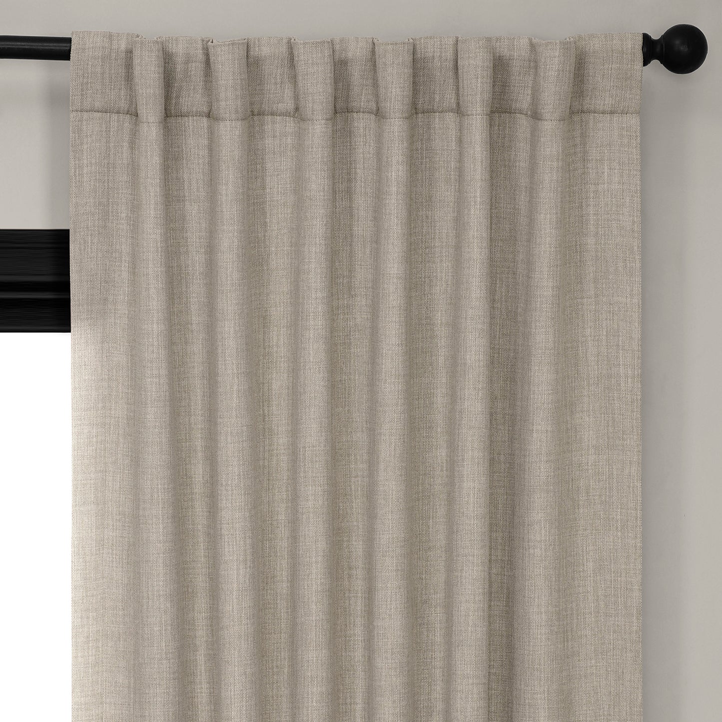 Oatmeal Textured Faux Linen Room Darkening Curtain