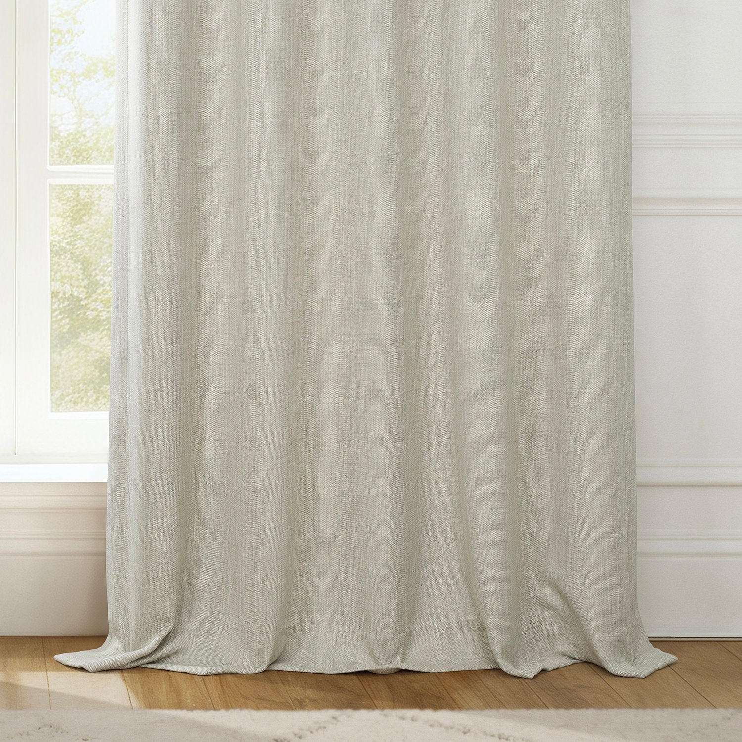 Oatmeal Textured Faux Linen Room Darkening Curtain