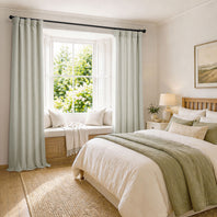 Oatmeal Textured Faux Linen Room Darkening Curtain