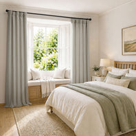 Oatmeal Textured Faux Linen Room Darkening Curtain