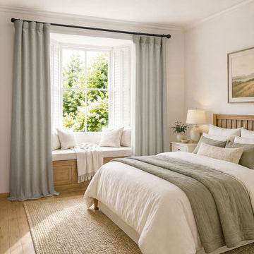Oatmeal Textured Faux Linen Room Darkening Curtain