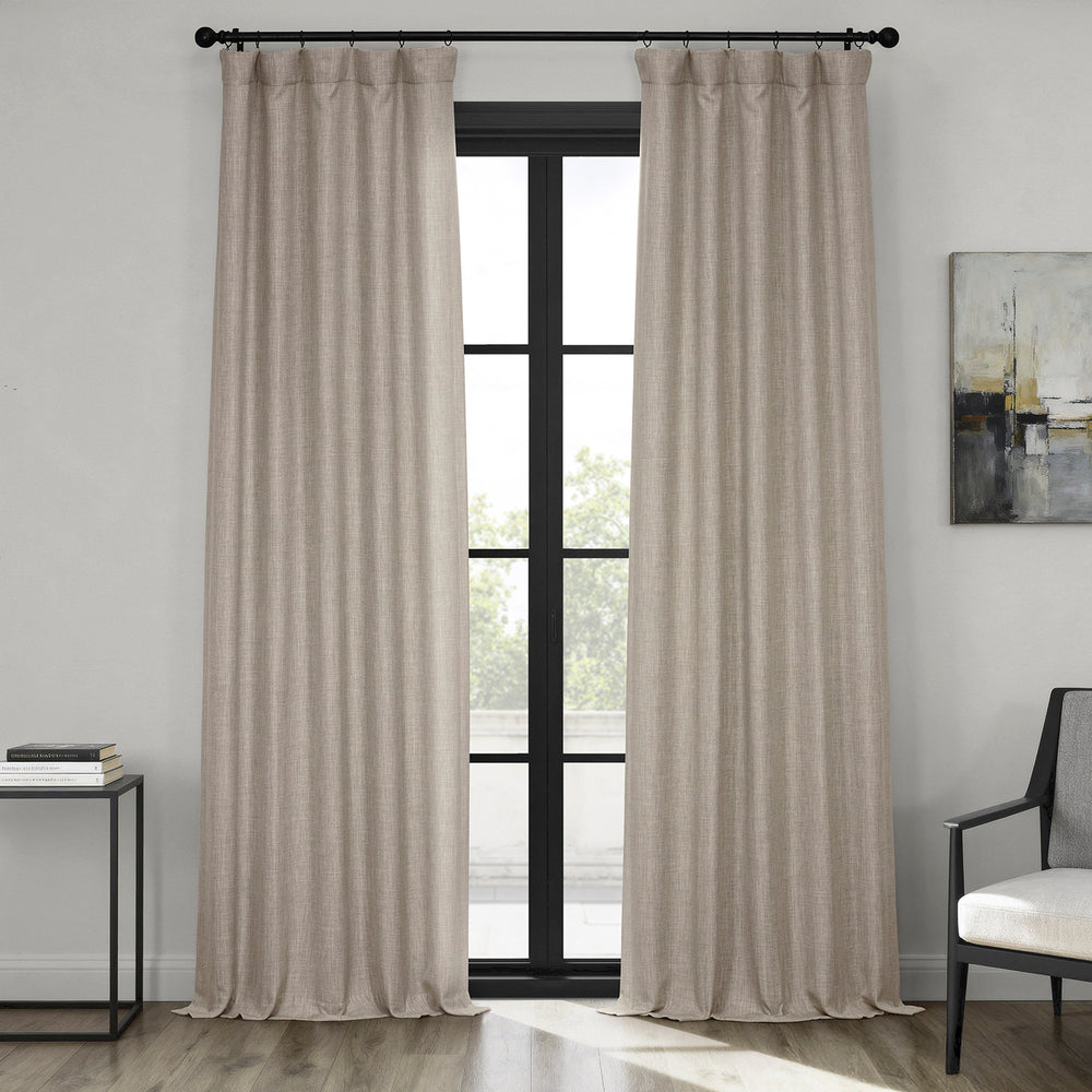 Oatmeal Textured Faux Linen Room Darkening Curtain