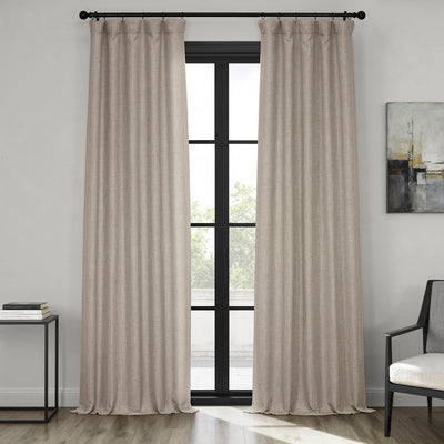 Oatmeal Textured Faux Linen Room Darkening Curtain