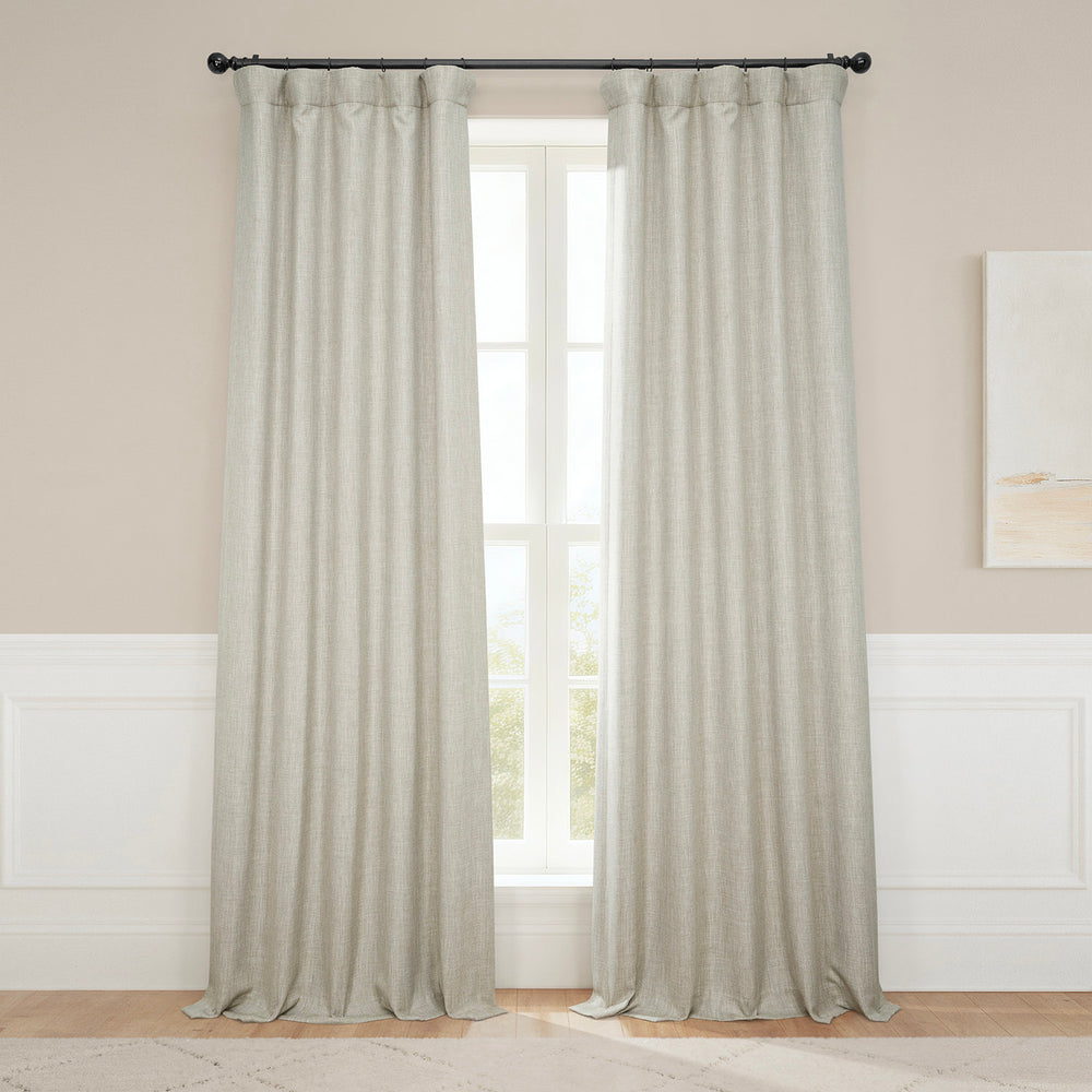 Oatmeal Textured Faux Linen Room Darkening Curtain